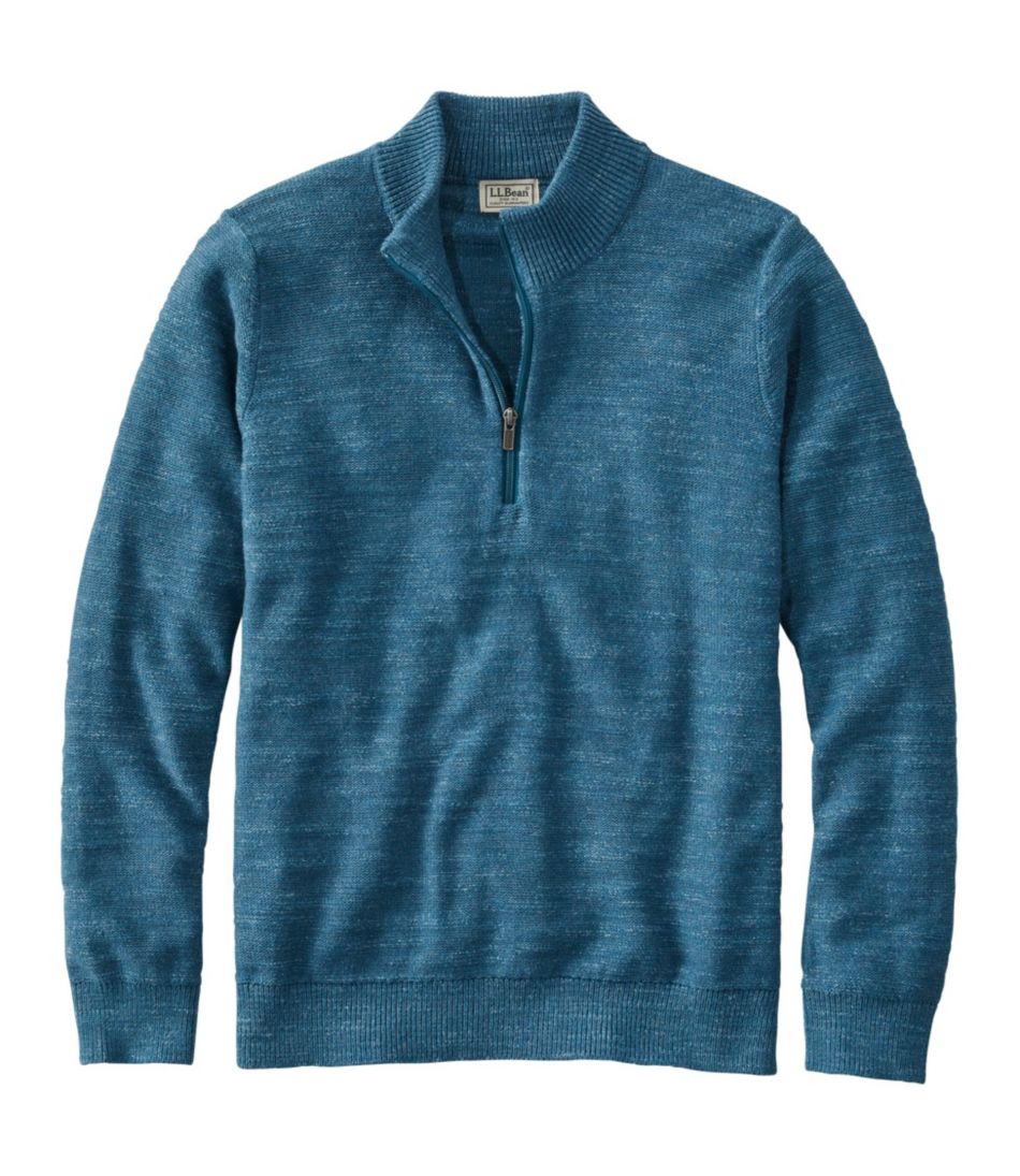 Men's Textured Organic Cotton Sweater, Quarter-Zip | Sweaters at L.L.Bean