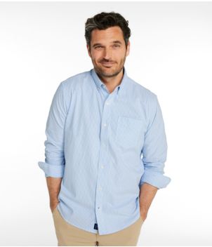 Men's Comfort Stretch Oxford Shirt, Traditional Untucked Fit, Stripe