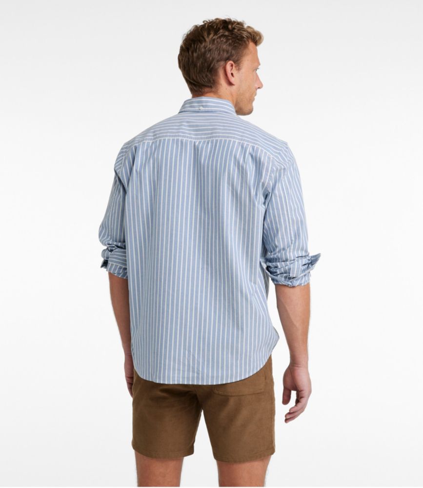 Men's Comfort Stretch Oxford Shirt, Traditional Untucked Fit, Stripe, Bright Blue, small image number 3