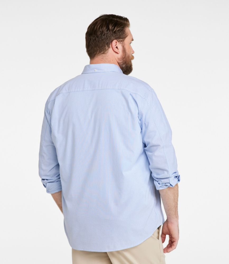 Men's Comfort Stretch Oxford Shirt, Traditional Untucked Fit, Stripe, Blue Tide, small image number 5