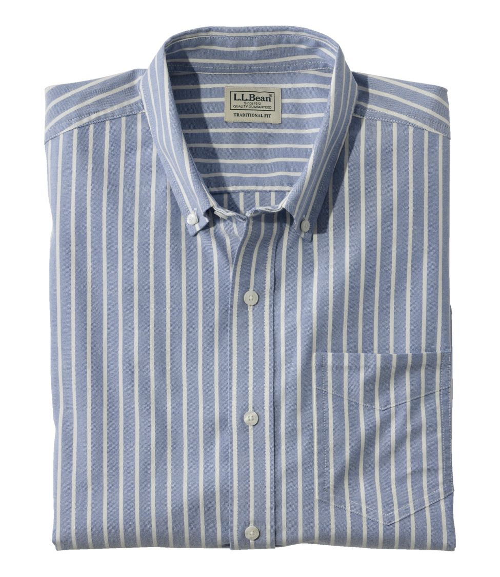 Men's Comfort Stretch Oxford Shirt, Traditional Untucked Fit, Stripe at  L.L. Bean