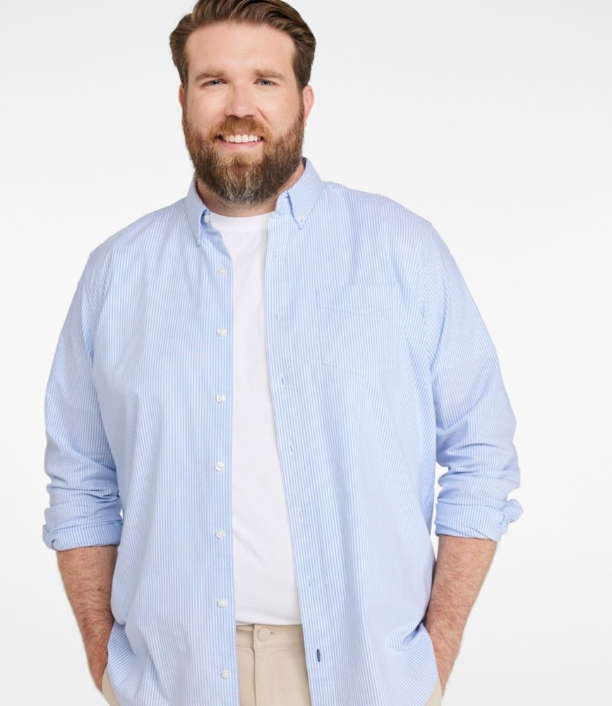Men's Comfort Stretch Oxford Shirt, Traditional Untucked Fit, Stripe