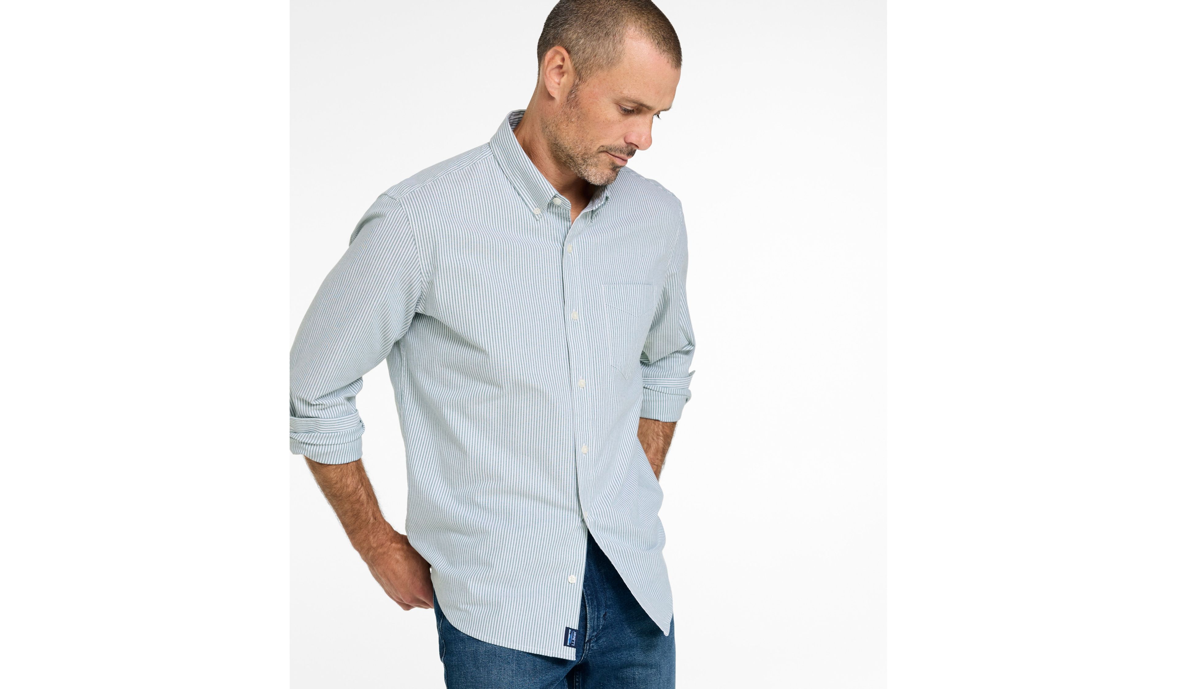 Men's Comfort Stretch Oxford Shirt, Traditional Fit, Stripe