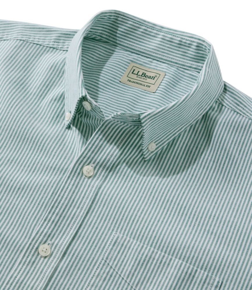 Men's Comfort Stretch Oxford Shirt, Traditional Untucked Fit, Stripe