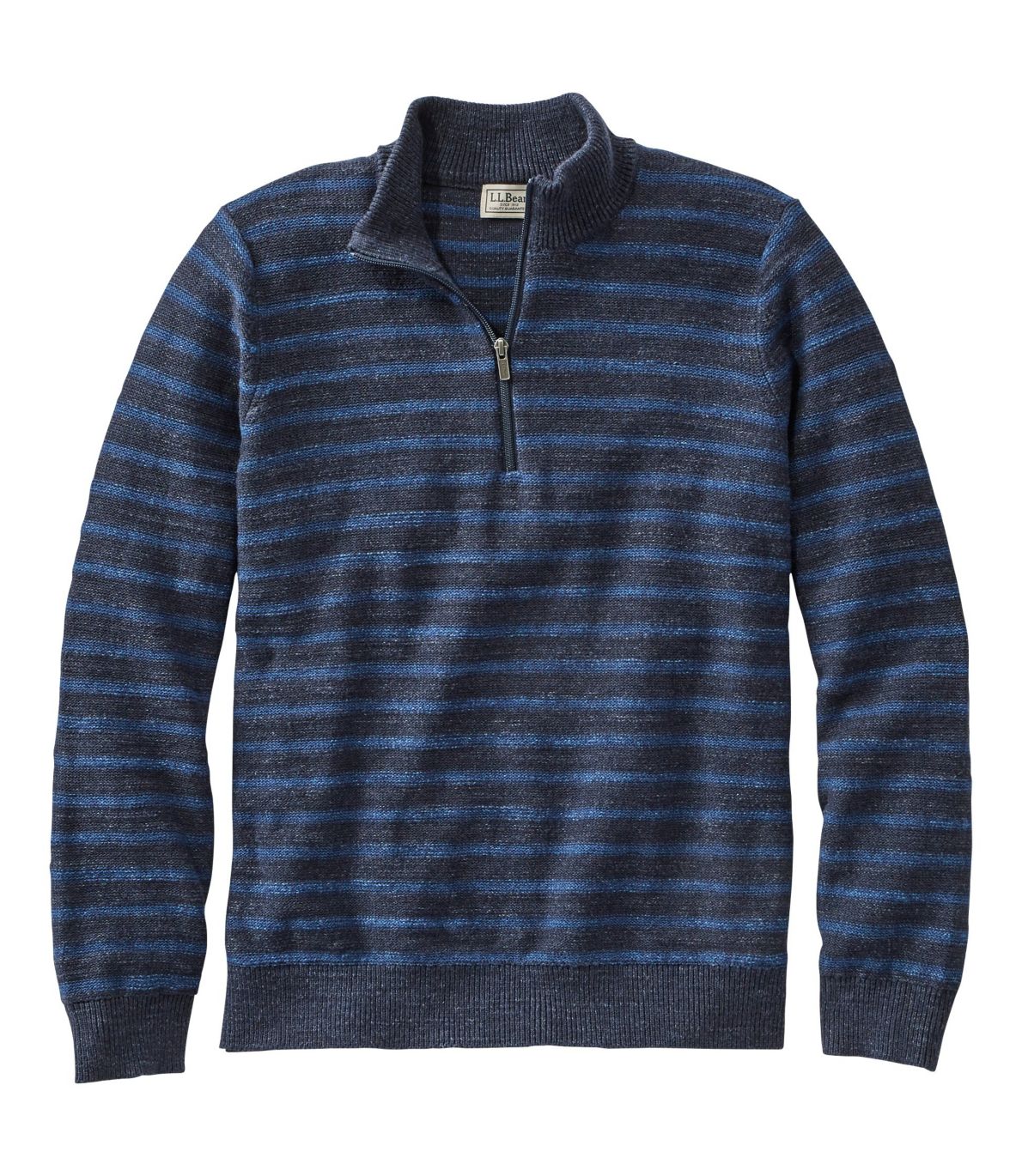 Men's Textured Organic Cotton Sweater, Quarter-Zip, Stripe