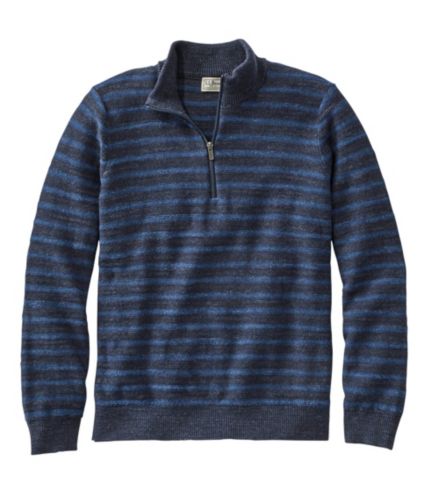 Men's Textured Organic Cotton Sweater, Quarter-Zip, Stripe | Sweaters ...