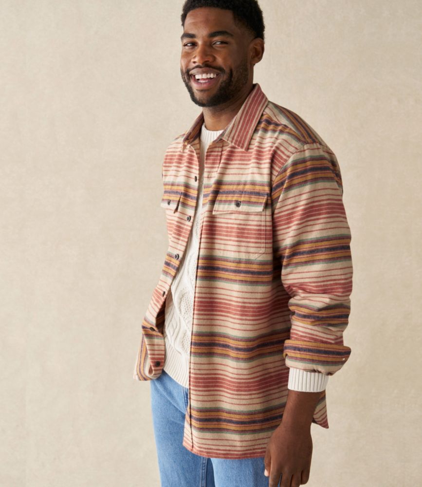 Men's Chamois Shirt, Traditional Fit, Stripe, Navy, small image number 6