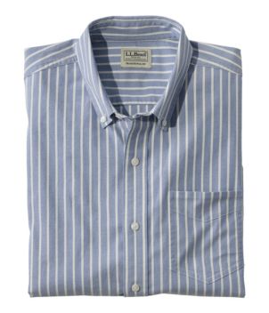 Men's Comfort Stretch Oxford Shirt, Traditional Untucked Fit, Stripe