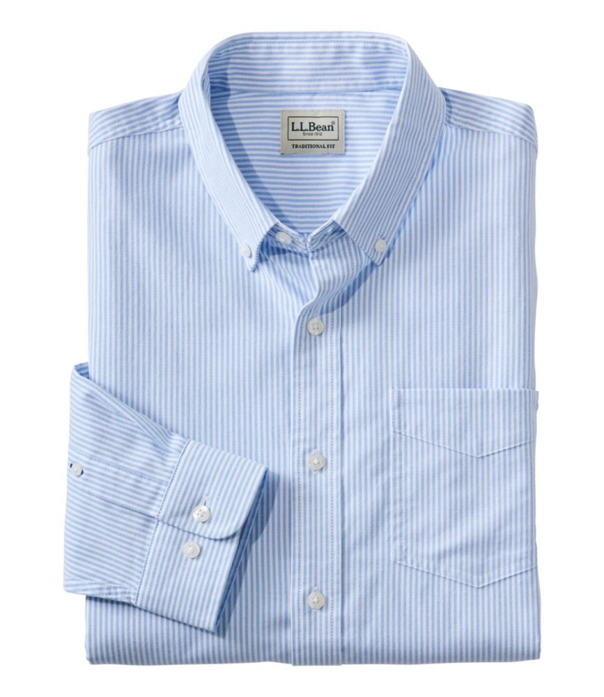 Men's Comfort Stretch Oxford Shirt, Traditional Untucked Fit, Stripe