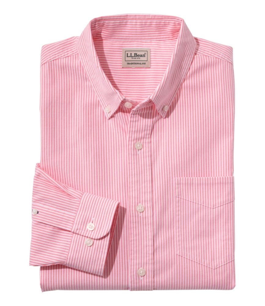 Men's Comfort Stretch Oxford Shirt, Traditional Untucked Fit, Stripe