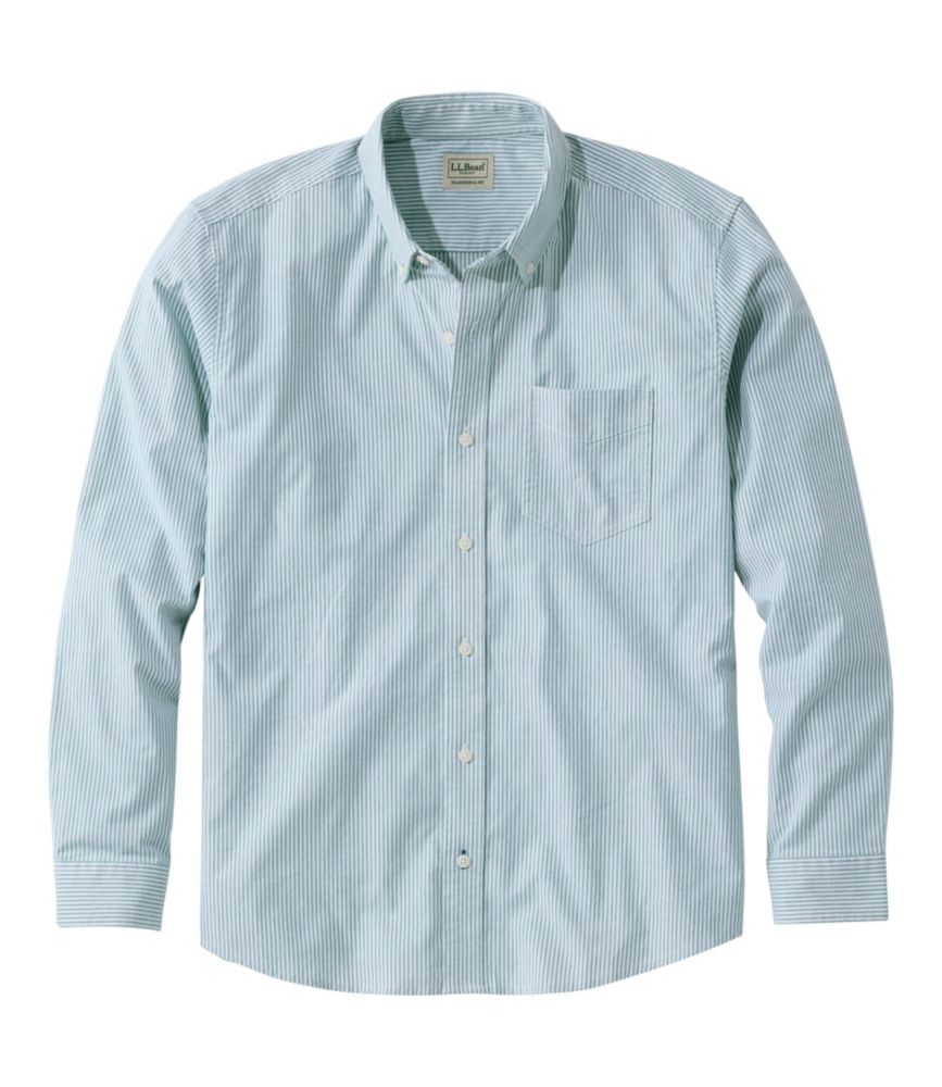 Men's Comfort Stretch Oxford Shirt, Traditional Untucked Fit, Stripe