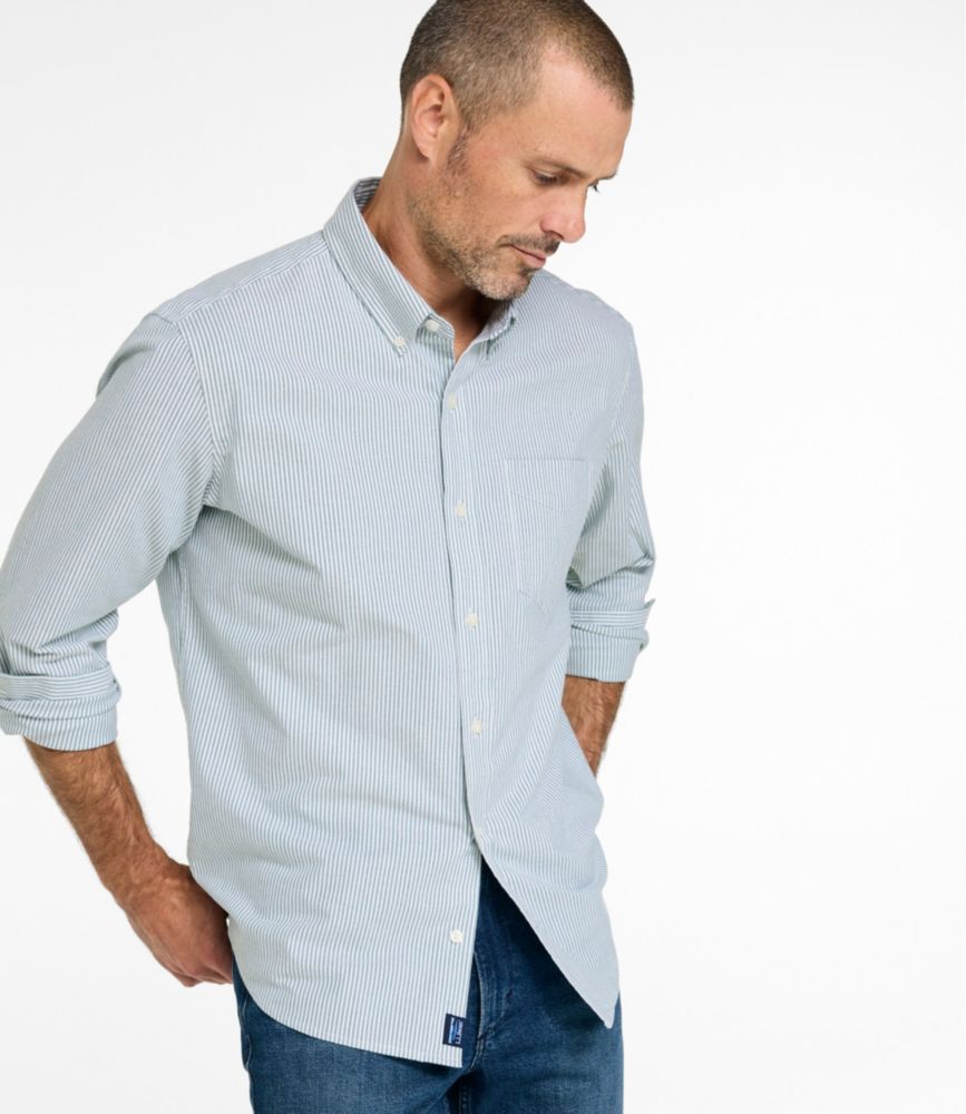 Men's Comfort Stretch Oxford Shirt, Traditional Fit, Stripe Front