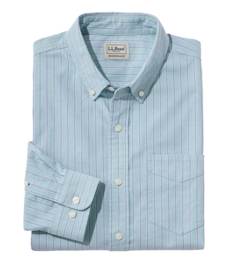 Men's Comfort Stretch Oxford Shirt, Traditional Untucked Fit, Stripe