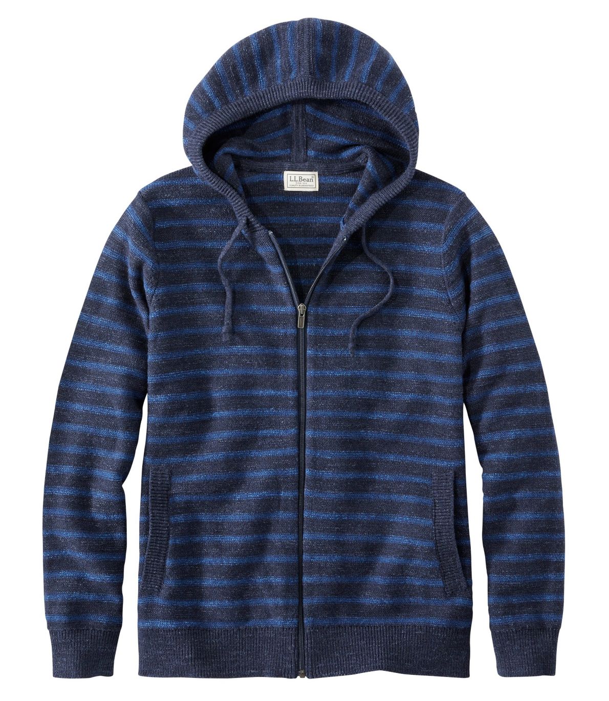 Men's Textured Organic Cotton Sweater, Hooded, Stripe