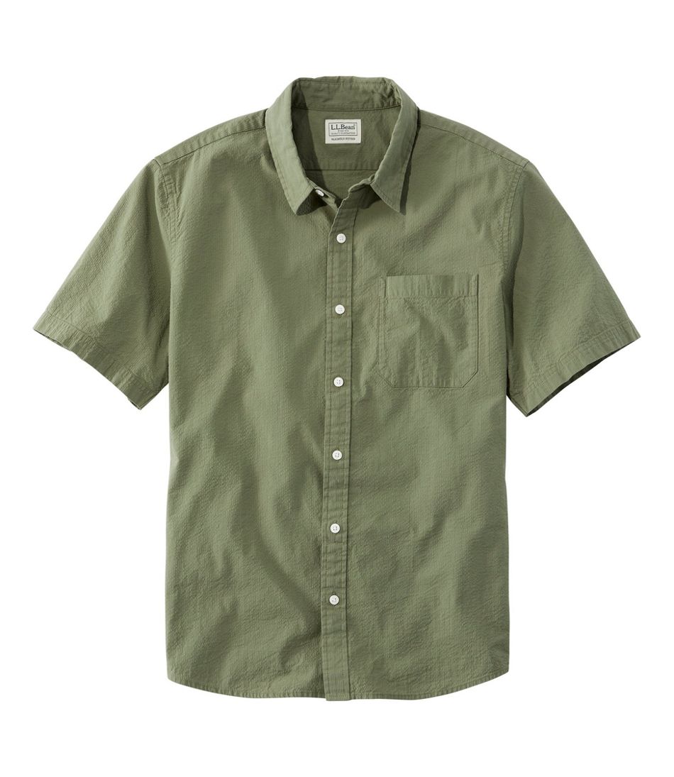 Men's Organic Seersucker Shirt, Short-Sleeve, Slightly Fitted | Shirts ...