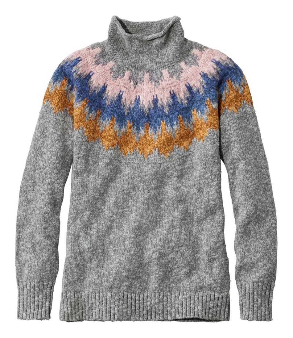 Women's Cotton Ragg Sweater, Funnelneck Pullover Fair Isle | Sweaters ...