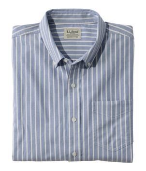 Men's Comfort Stretch Oxford Shirt, Slightly Fitted Untucked Fit, Stripe