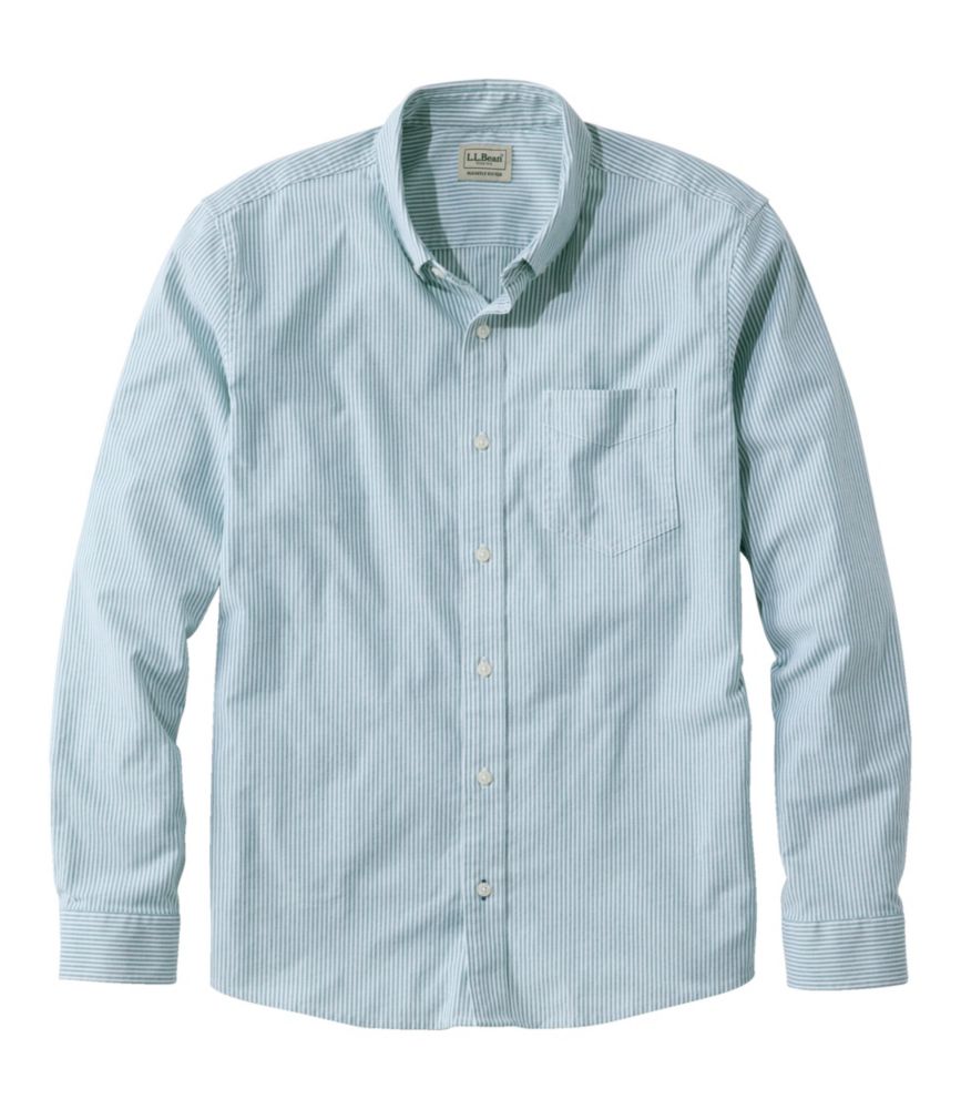 Men's Comfort Stretch Oxford Shirt, Slightly Fitted Untucked Fit, Stripe