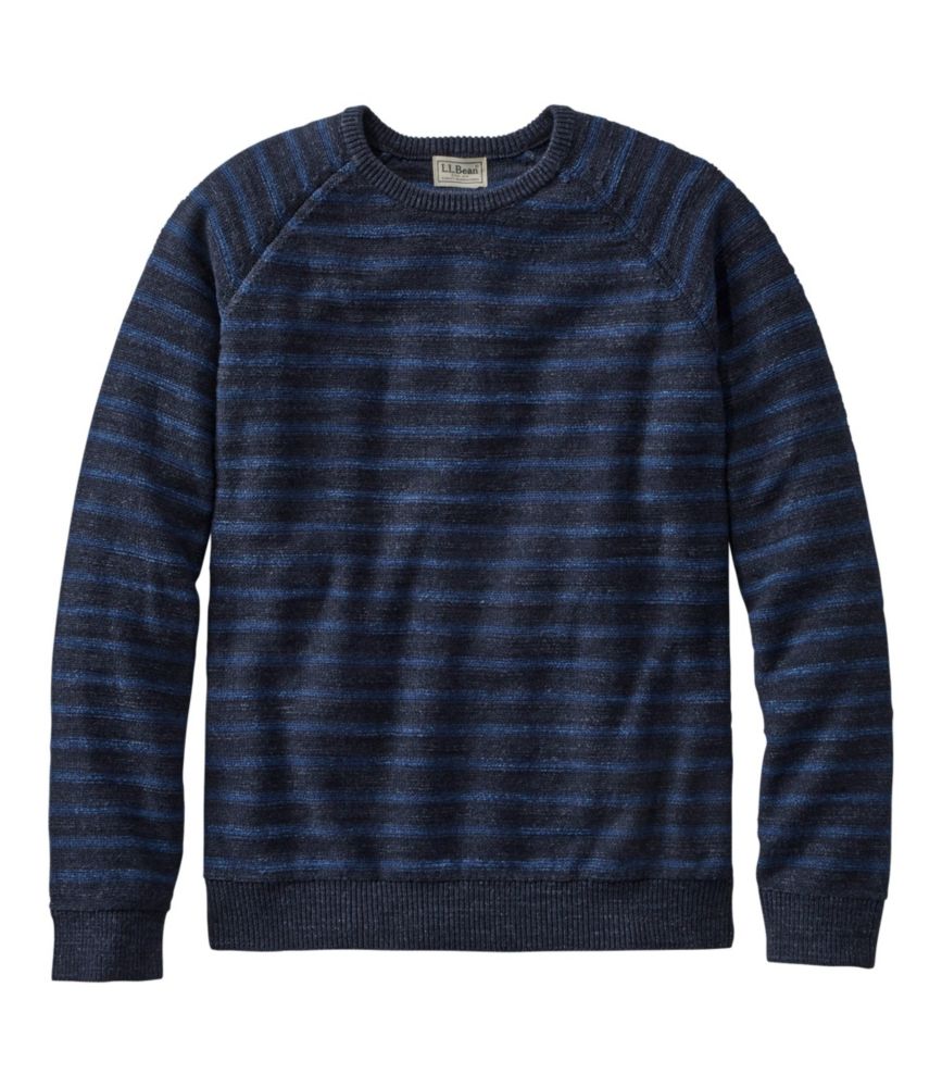 Men's Textured Organic Cotton Sweater, Crewneck, Stripe