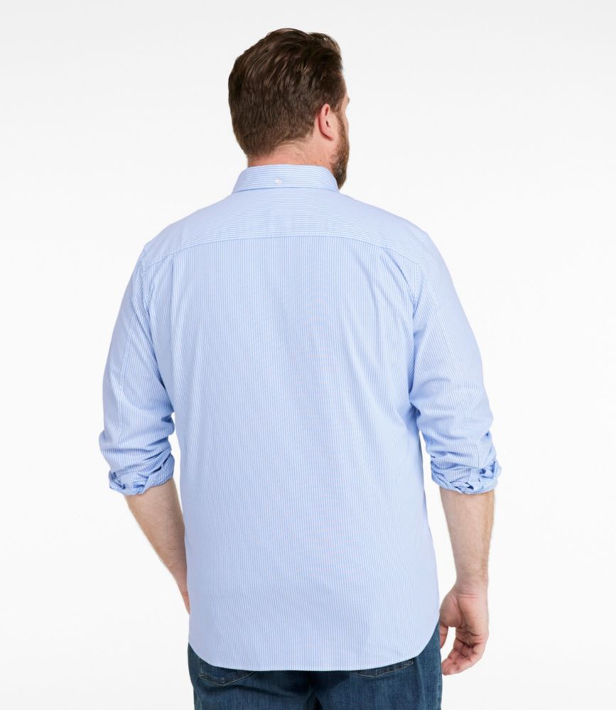 Men's Comfort Stretch Oxford Shirt, Slightly Fitted Untucked Fit, Stripe, Blue Tide, small image number 5