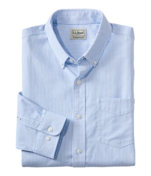 Men's Comfort Stretch Oxford Shirt, Slightly Fitted Untucked Fit, Stripe