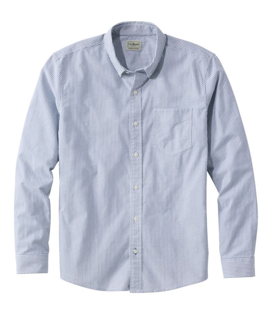 Men's Comfort Stretch Oxford Shirt, Slightly Fitted Untucked Fit, Stripe