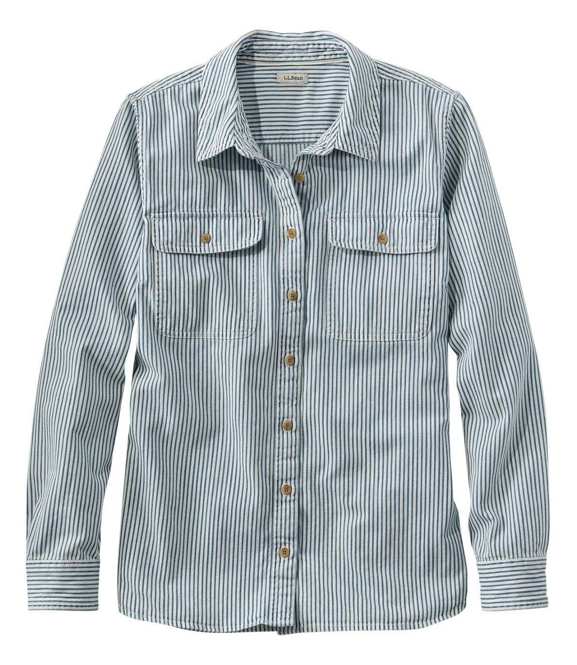 L.L. Bean Heritage Washed Denim Shirt, Long-Sleeve Stripe
