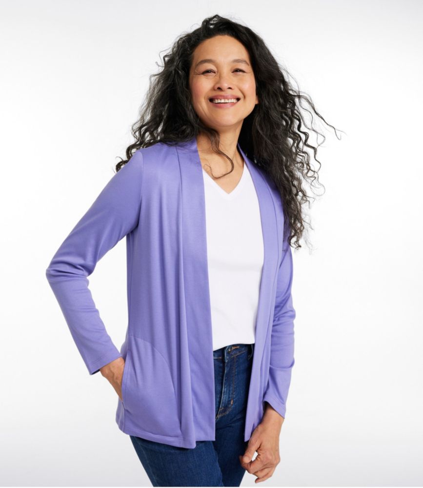 Women's Pima Cotton Open Cardigan, With Pockets