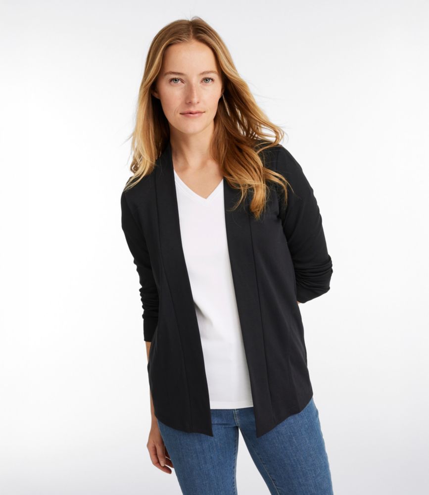 Women's Pima Cotton Open Cardigan, With Pockets