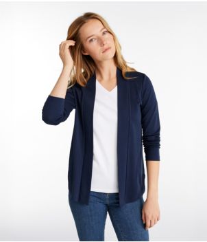 Women's Pima Cotton Open Cardigan, With Pockets