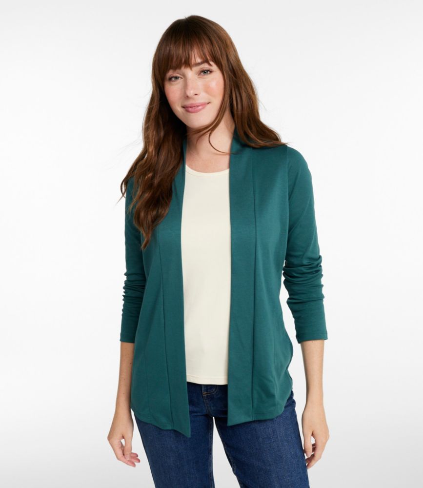 Women's Pima Cotton Open Cardigan, With Pockets