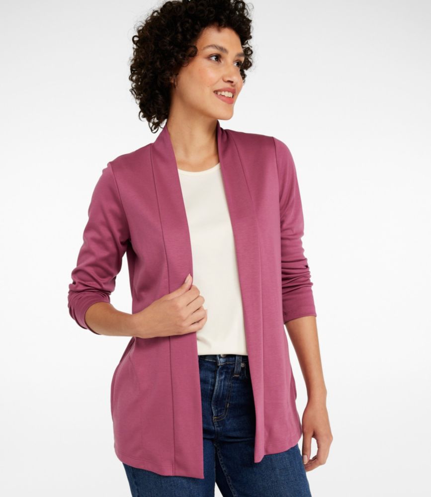 Women's Pima Cotton Open Cardigan, With Pockets