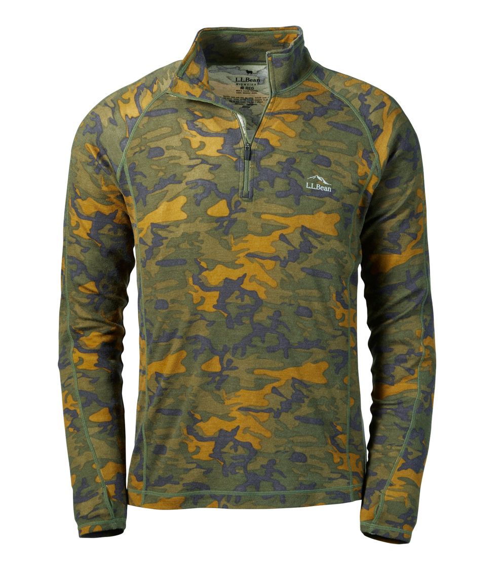 Men s Cresta Wool Midweight Quarter Zip Base Layer Camouflage at