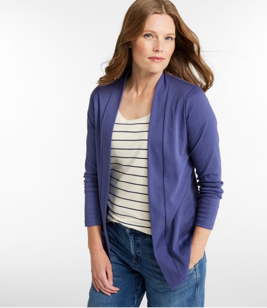 Women's Pima Cotton Open Cardigan, With Pockets