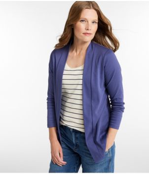 Women's Pima Cotton Open Cardigan, With Pockets