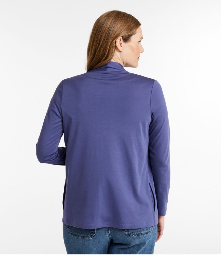 Women's Pima Cotton Open Cardigan, With Pockets, Lake, small image number 3