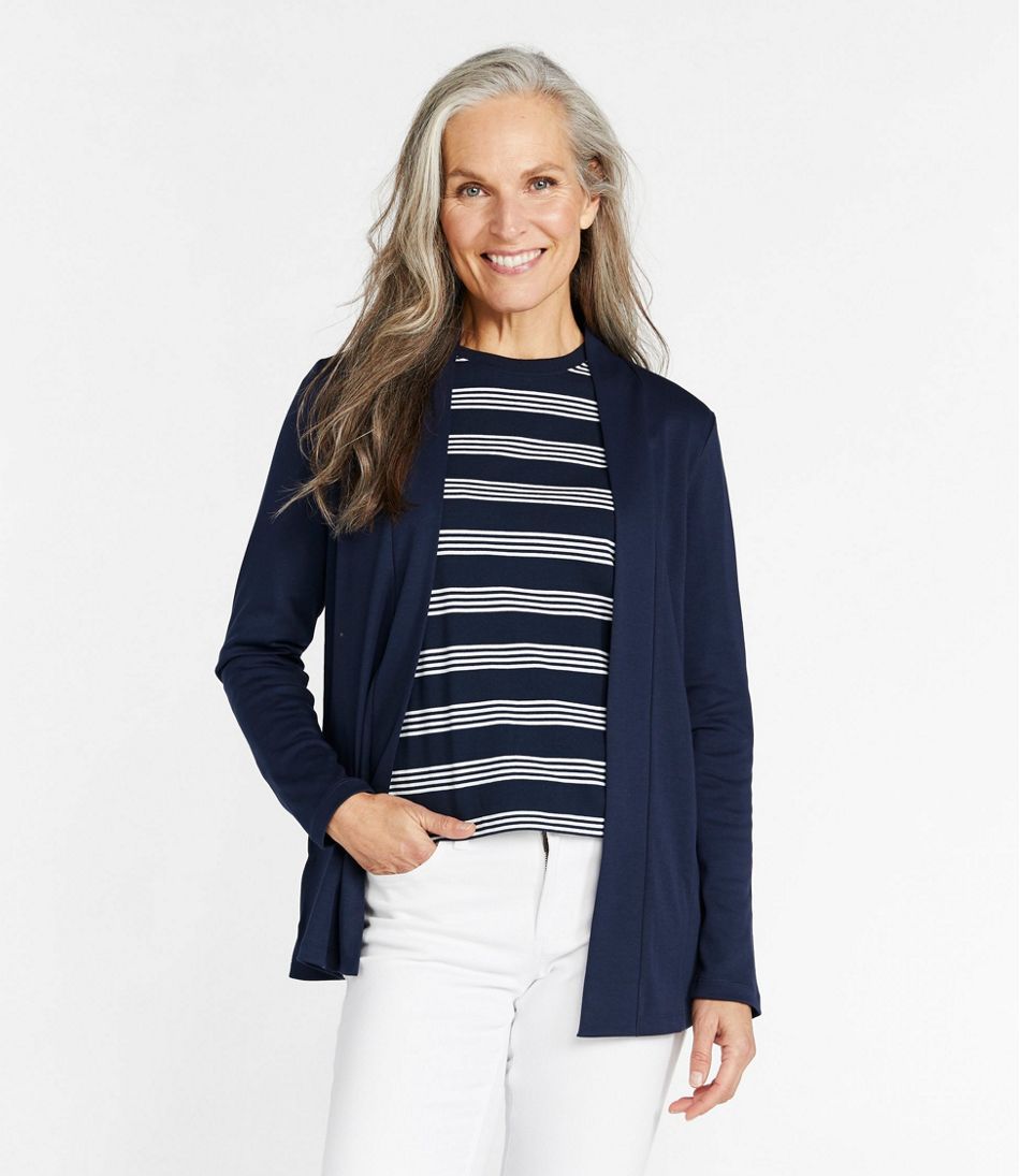 Women's Pima Cotton Open Cardigan, With Pockets | Tees & Knit Tops