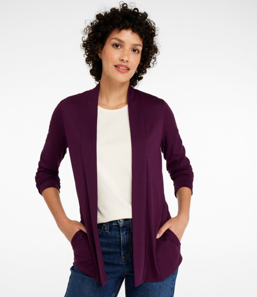 Women's Pima Cotton Open Cardigan, With Pockets