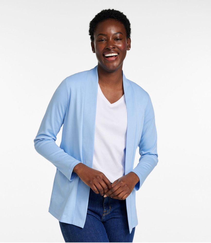 Women's Pima Cotton Open Cardigan, With Pockets