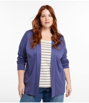 Women's Pima Cotton Open Cardigan, With Pockets