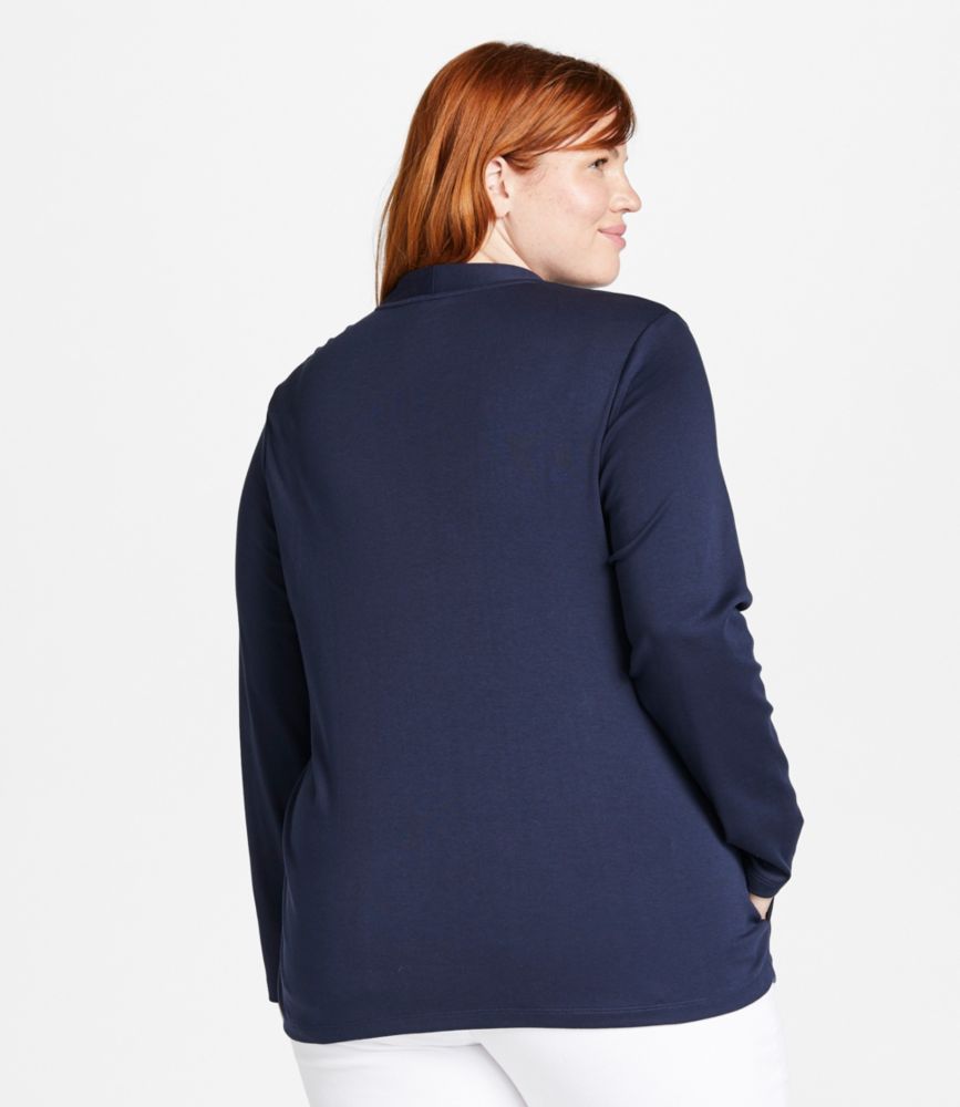 Women's Pima Cotton Open Cardigan, With Pockets, Deep Blue, small image number 3