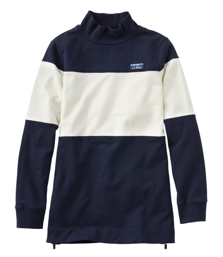 Women's Soft Cotton Rugby, Mockneck Tunic Colorblock Sweatshirts