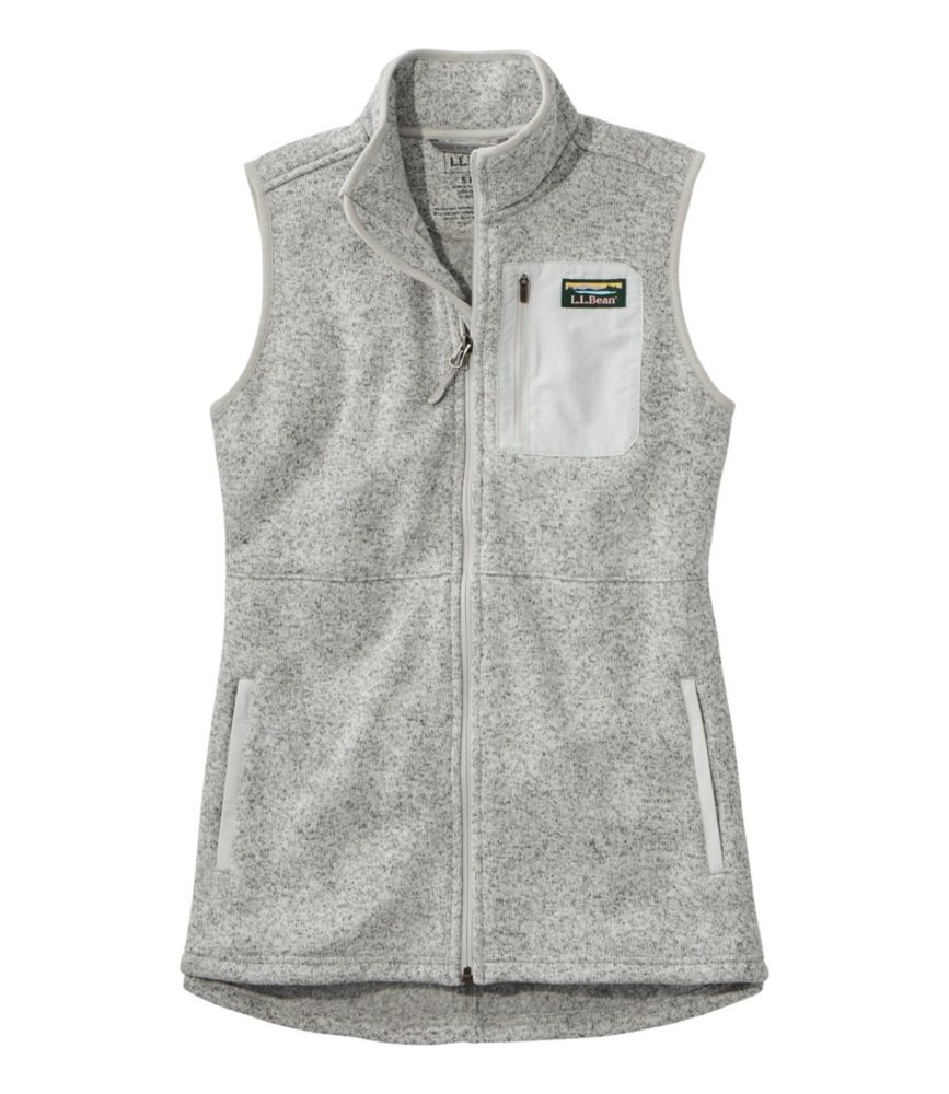 Women's L.L.Bean Sweater Fleece Long Vest, Pewter, small image number 1