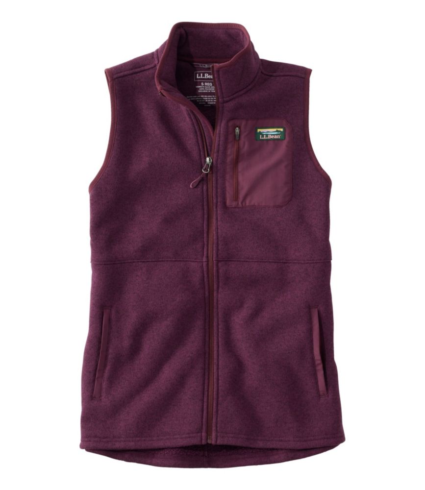 Women's L.L.Bean Sweater Fleece Long Vest, Fig, small image number 1
