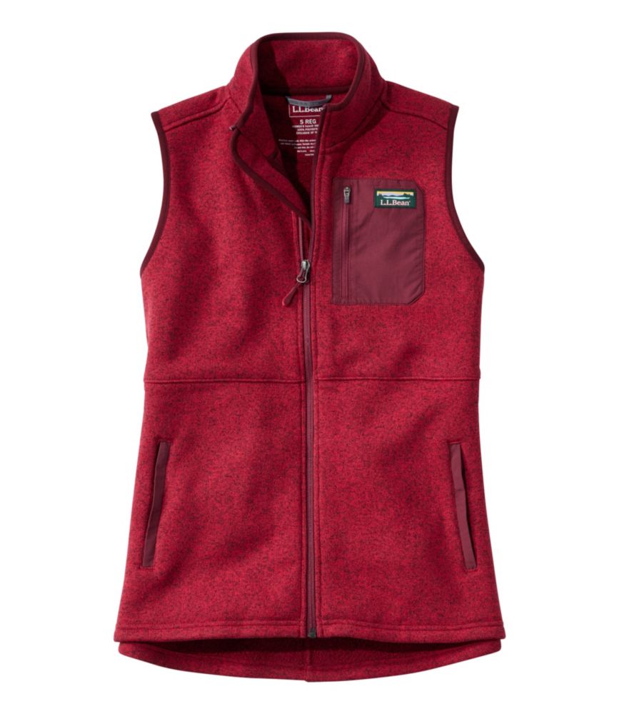 Women's L.L.Bean Sweater Fleece Long Vest, Deep Rosewood, small image number 1