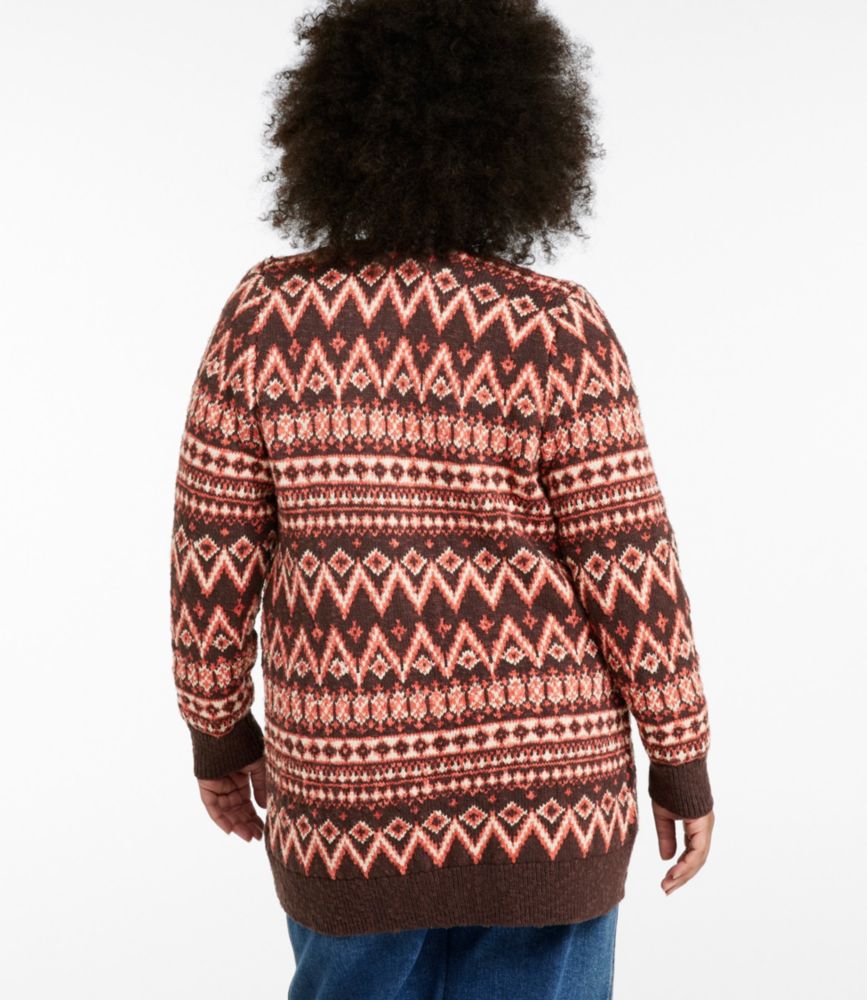 Women's Cotton Ragg Sweater, Open Cardigan Fair Isle