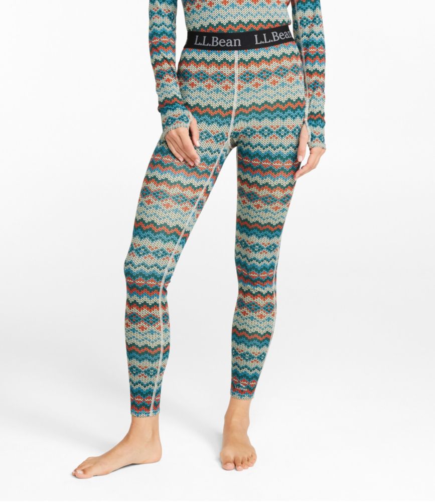 Women's L.L.Bean Lightweight Base Layer Pants, Print, Dark Black Scandinavian Print, small image number 2