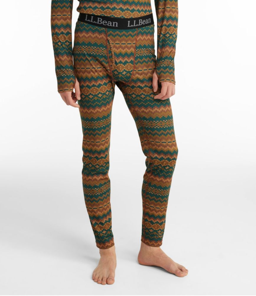 Men's L.L.Bean Lightweight Base Layer Pants, Print, Warm Umber Fair Isle, small image number 2