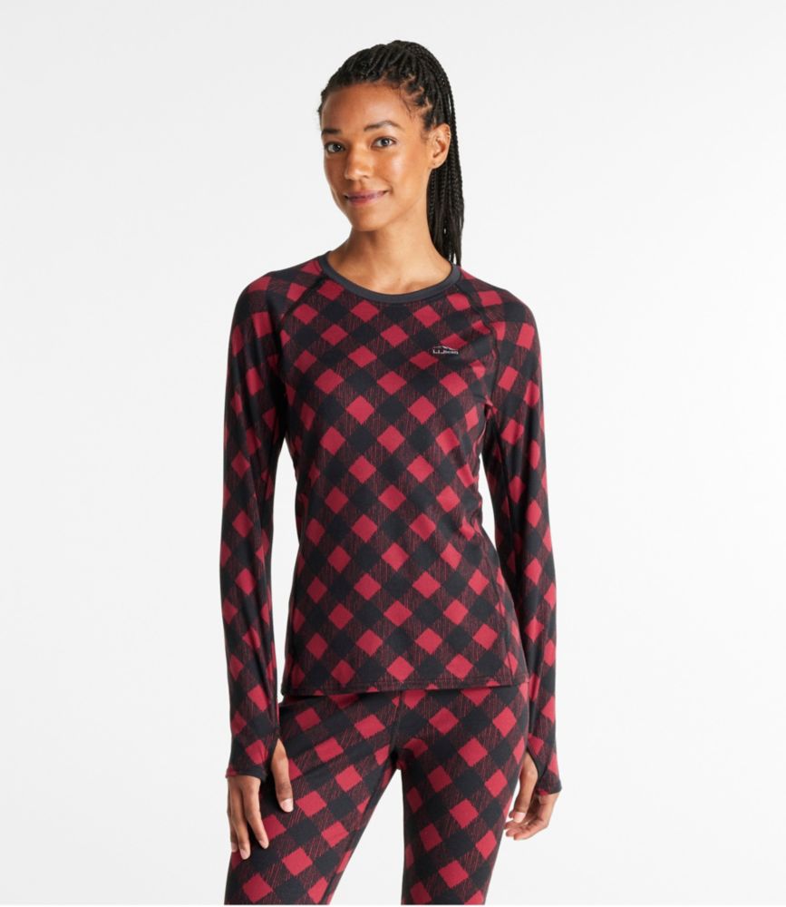 Women's L.L.Bean Midweight Crew Base Layer, Long Sleeve, Print Base