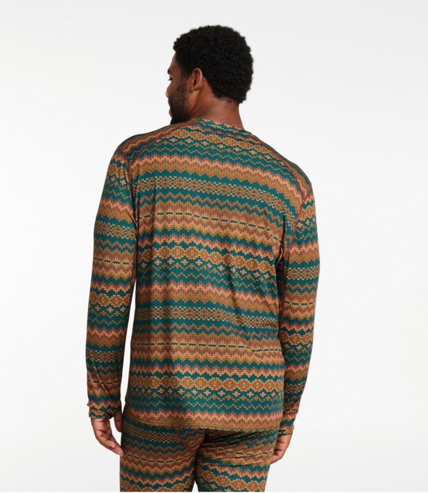 Men's L.L.Bean Lightweight Crew Base Layer, Long-Sleeve Print, Warm Umber Fair Isle, small image number 5